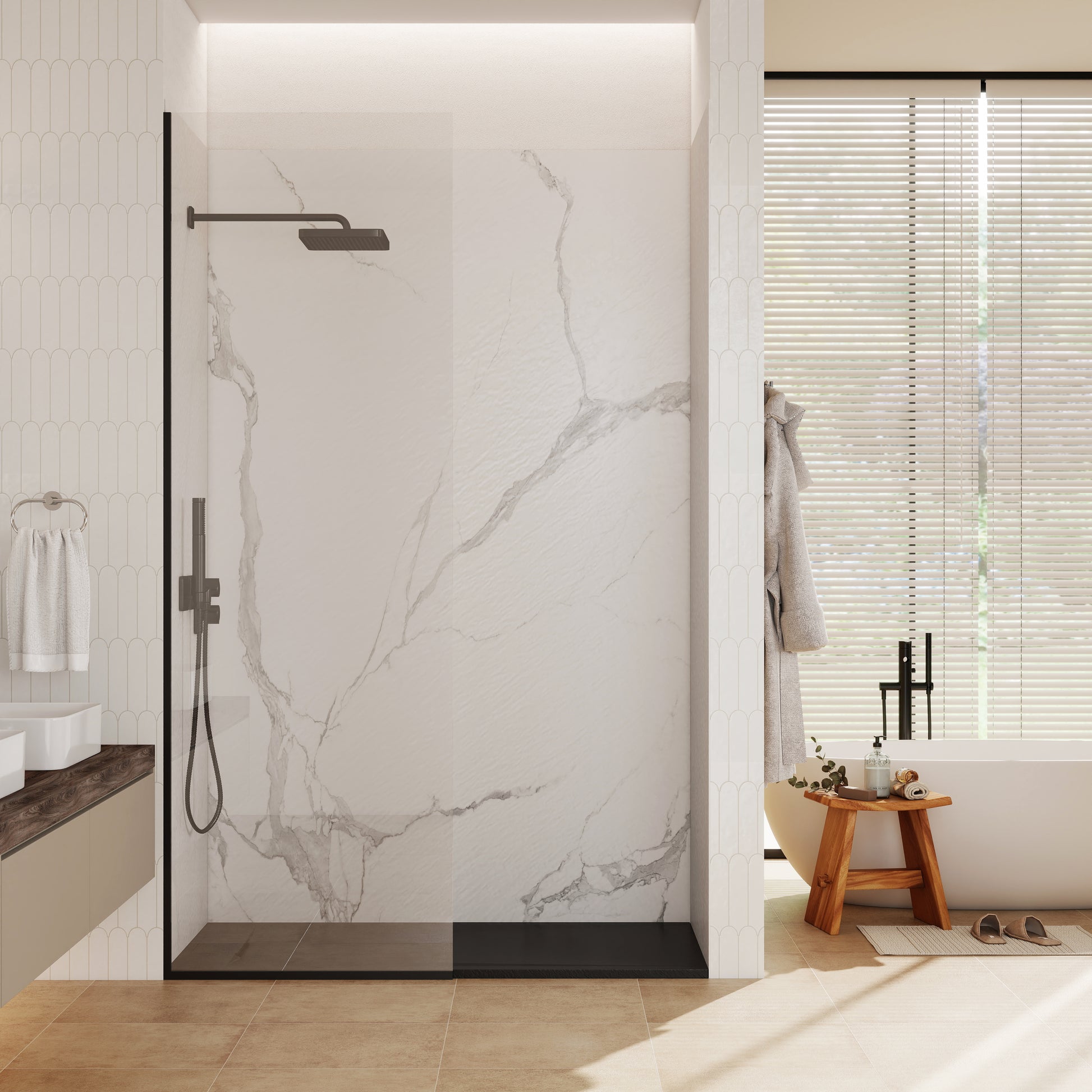 European-Style SMC Shower Base with Anti-Slip Design in Black or White