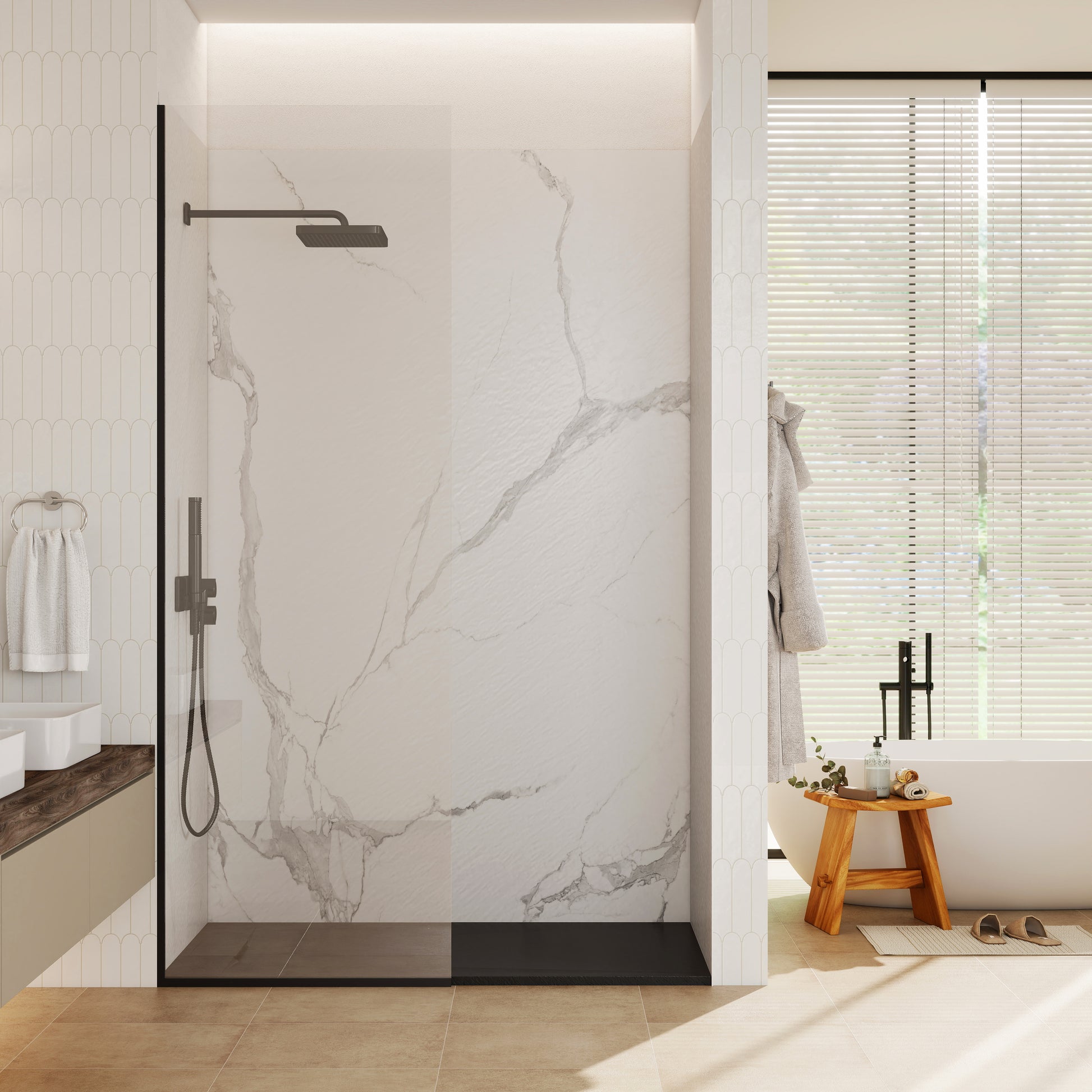 European-Style SMC Shower Base with Anti-Slip Design in Black or White