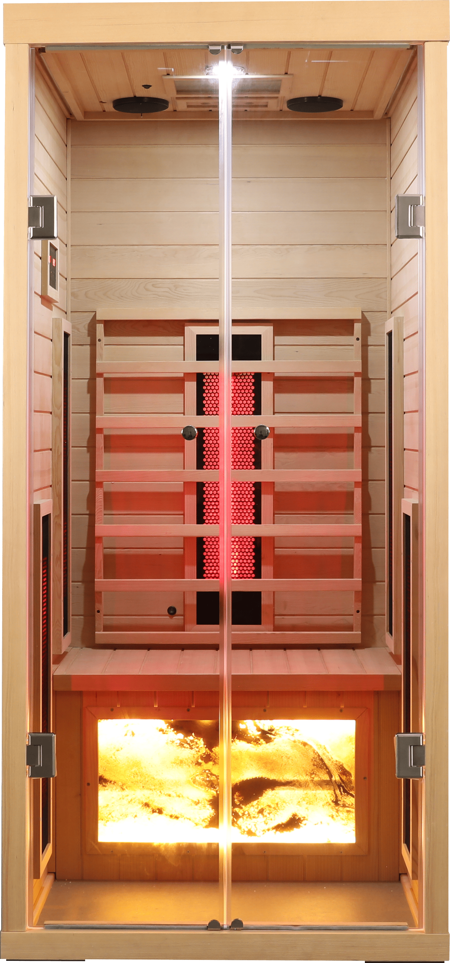 1-Person Low EMF Hemlock Far Infrared Sauna Room with 2 Doors and Digital Controls