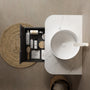 14 in. Round Ceramic Vessel Bathroom Sink in Glossy White / Stone Pattern Matte White