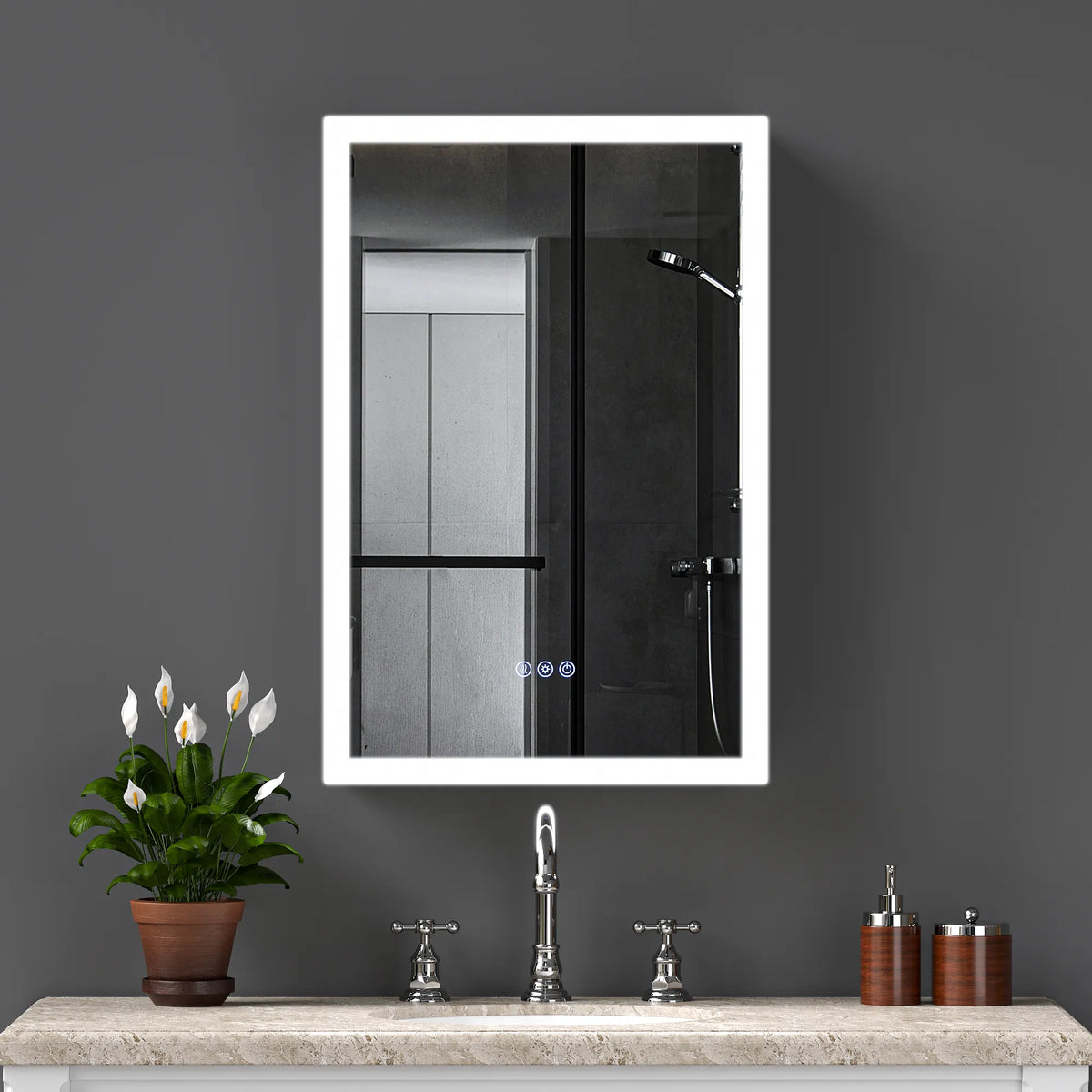 16"-96" Aluminum LED Medicine Cabinet with Anti-Fog Mirror, 3 Color Temperatures & Dimmable Lighting