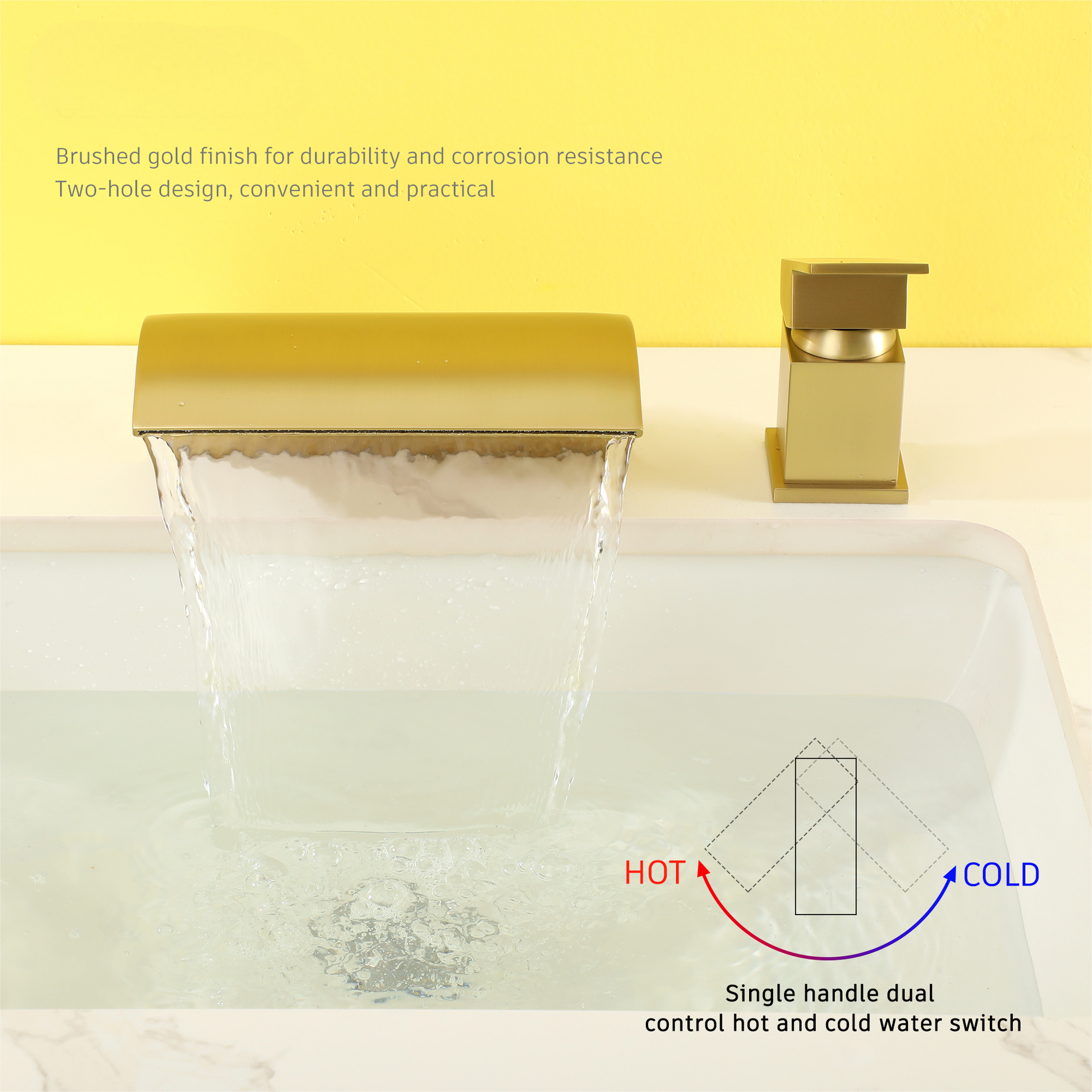 8 in. Brushed Gold Widespread Bathroom Faucet with Single Handle Control