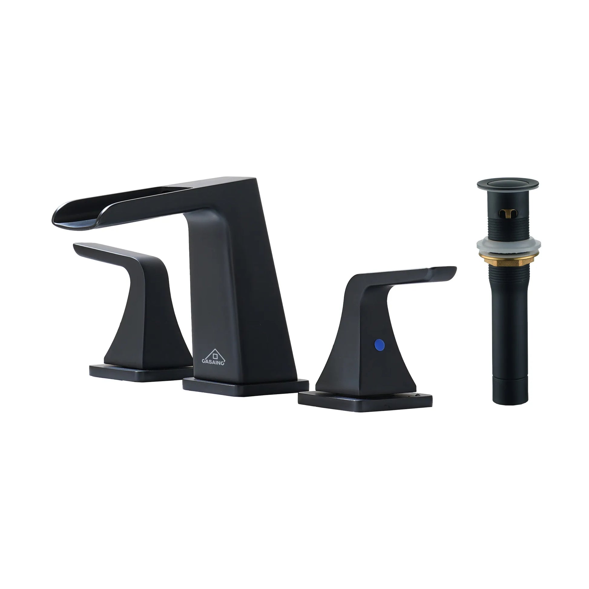 2-Handle Bathroom Sink Faucet 3-Hole Application Widespread Modern Bathroom Faucet with Drain Assembly - Matte Black