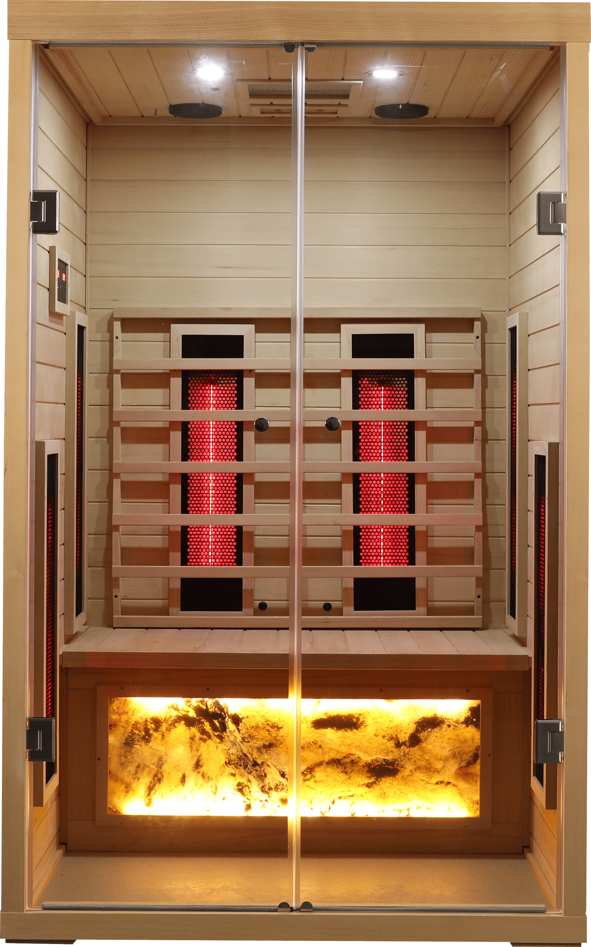 2-Person Low EMF Hemlock Far Infrared Sauna Room with 2 Doors and Digital Controls