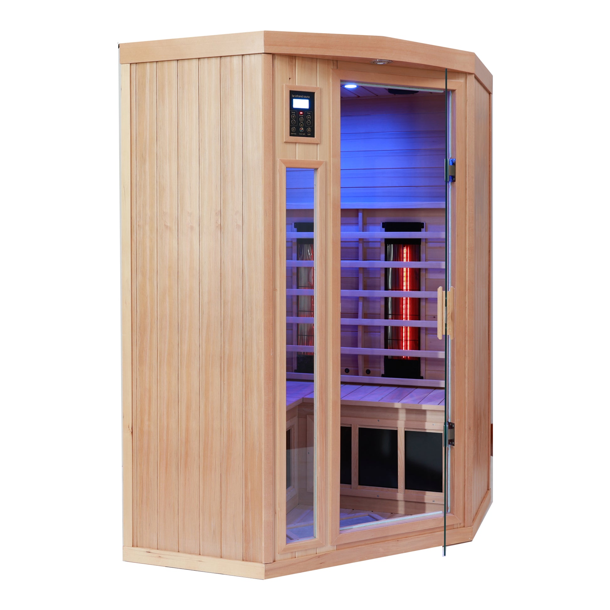 2-Person Low EMF Hemlock Wood Pentagonal Far Infrared Sauna Room with Digital Controls