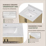 24"/36" Single Sink Bathroom Vanity with Light Natural Wood & Marble Top