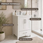 24" Freestanding Single Sink Bathroom Vanity with Solid Wood Frame & Engineered Stone Top