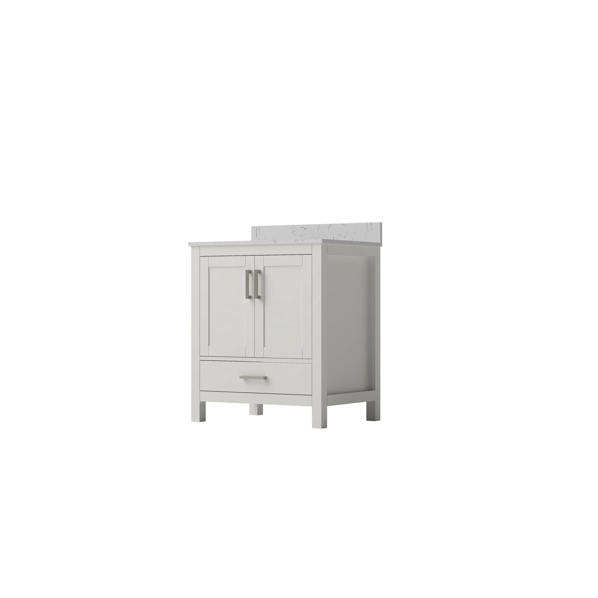 30"/36"/48"/72" Freestanding Bathroom Vanity with White Marble-Pattern Artificial Stone Top