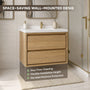 30" Wall-mount Single Sink Bathroom Vanity with Marble Top