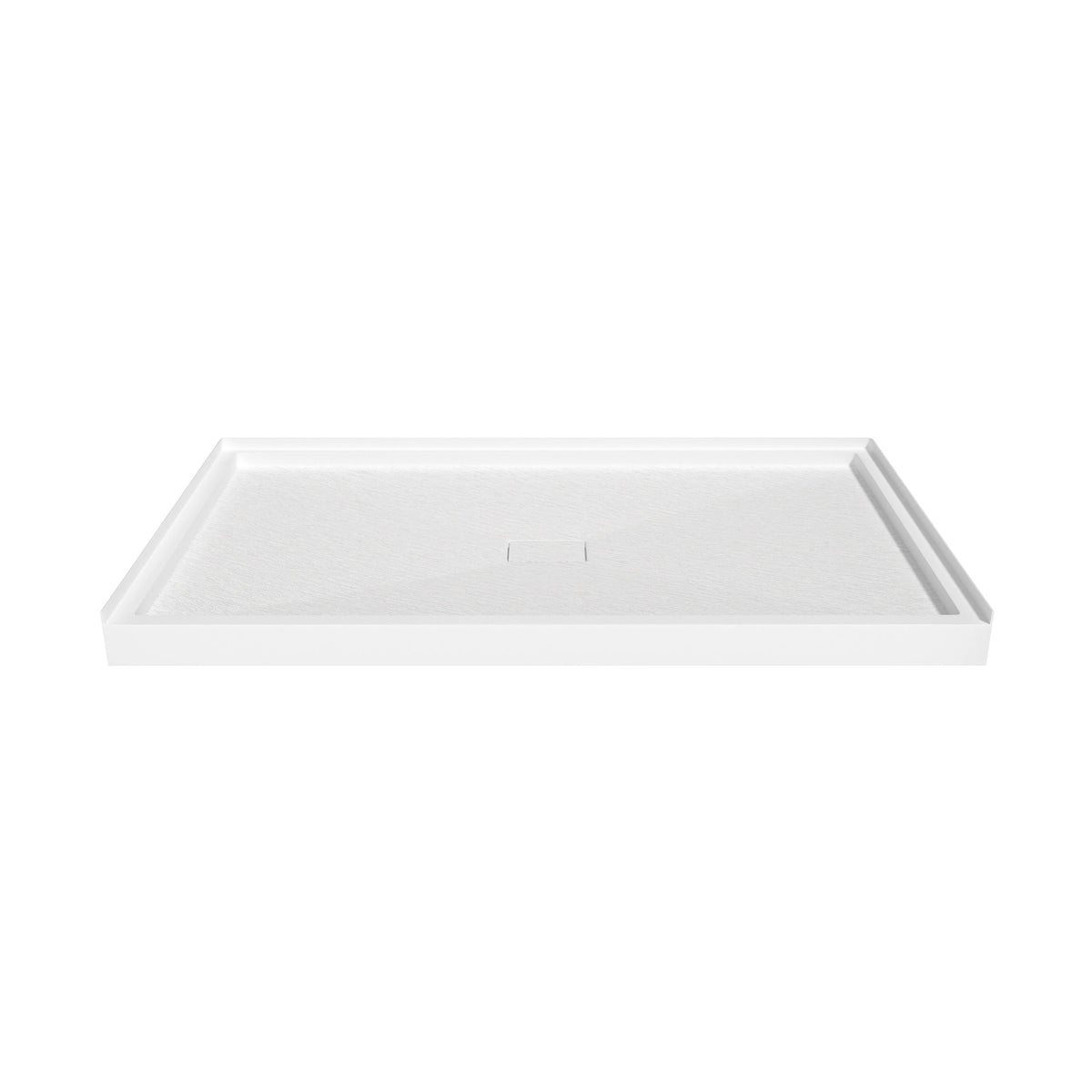 36"-60"x30"-36" White SMC Shower Base with Flamed Rock Slip-Resistant Surface, Center Drain