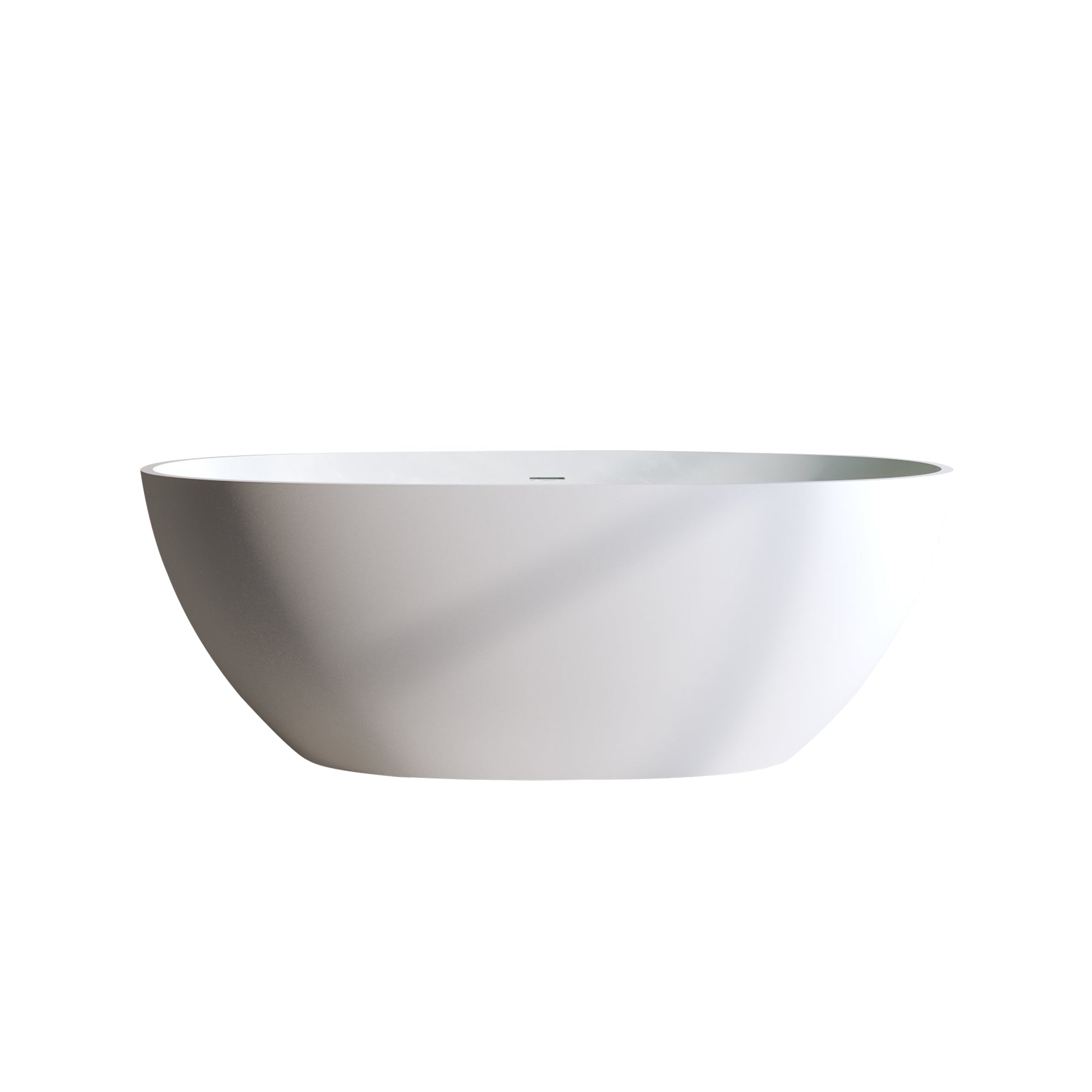 55"/59"/63"/67"/71" Freestanding Solid Surface Soaking Bathtub with Center Overflow
