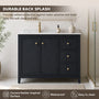 42" Matte Black Bathroom Vanity with Single Sink & Marble Top
