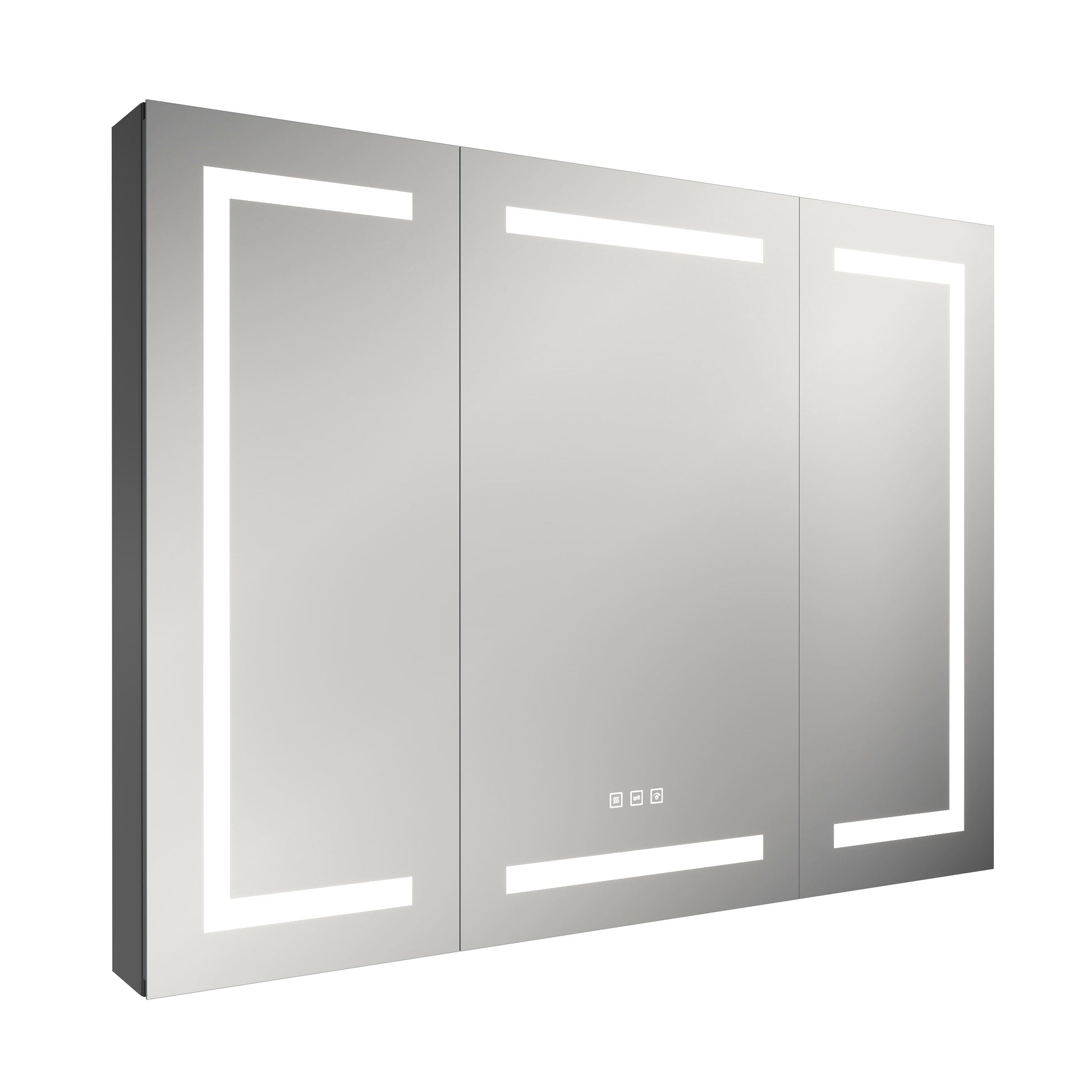 47"x36" 3 Doors Bathroom Medicine Cabinet with Anti Fog LED Mirrors