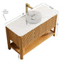 48" Freestanding Bathroom Vanity with Transparent Glass Vessel Sink and Carrara White Sintered Stone Top