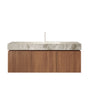 48 in. Floating Bathroom Vanity with Drawer and Doors, Sintered Stone Top and Ceramic Undermount Sink, Brown Oak or White Oak Woodgrain
