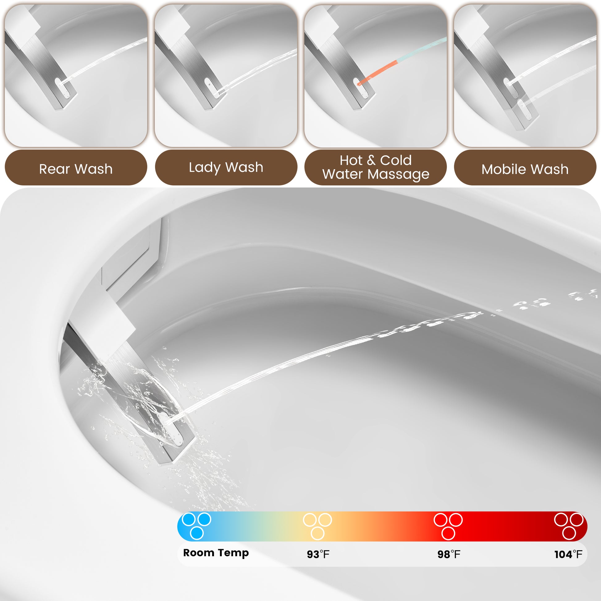 White Elongated Smart Bidet Toilet with UV Sterilization and Remote Control