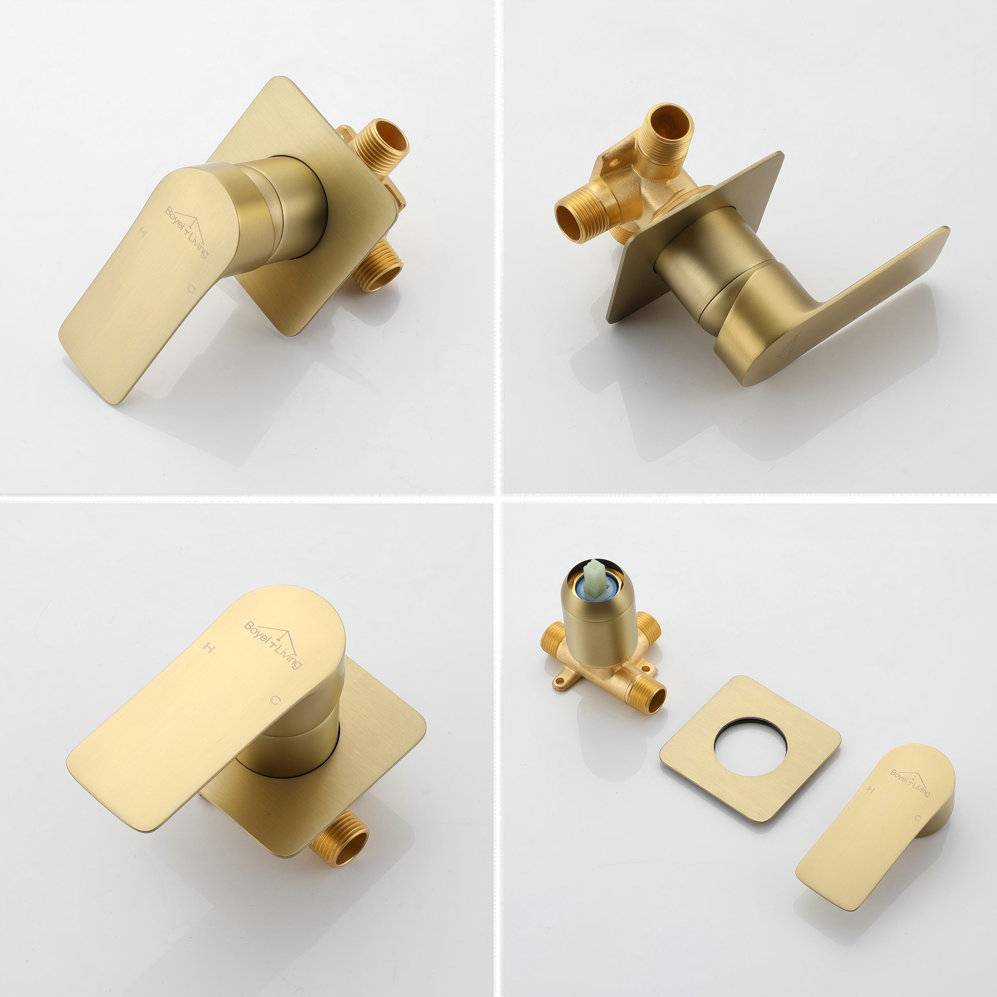 Brushed Gold Wall Mount Waterfall Bathroom Faucet