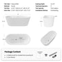 59"/67" Gloss White Acrylic Freestanding Bathtub with Fluted Oval Design