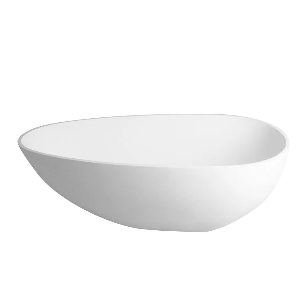 59" Matte White Egg-Shaped Stone Resin Freestanding Soaking Tub, cUPC Certified