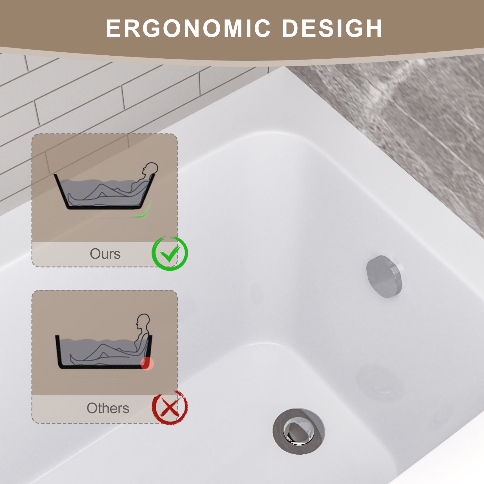 59 in. Glossy White Acrylic Alcove Soaking Bathtub with Integrated Skirt, Chrome Twist Drain and Overflow
