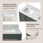 60" Deep Olive Green Double Sink Bathroom Vanity with Engineering Stone Top & 2 Basins