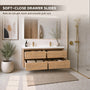 60" Wall-mount Double Sink Bathroom Vanity with Marble Top