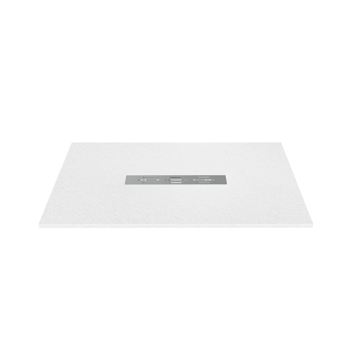 60"x36" White/Calacatta Curbless SMC Shower Base with Flamed Rock Slip-Resistant Surface, Center Drain