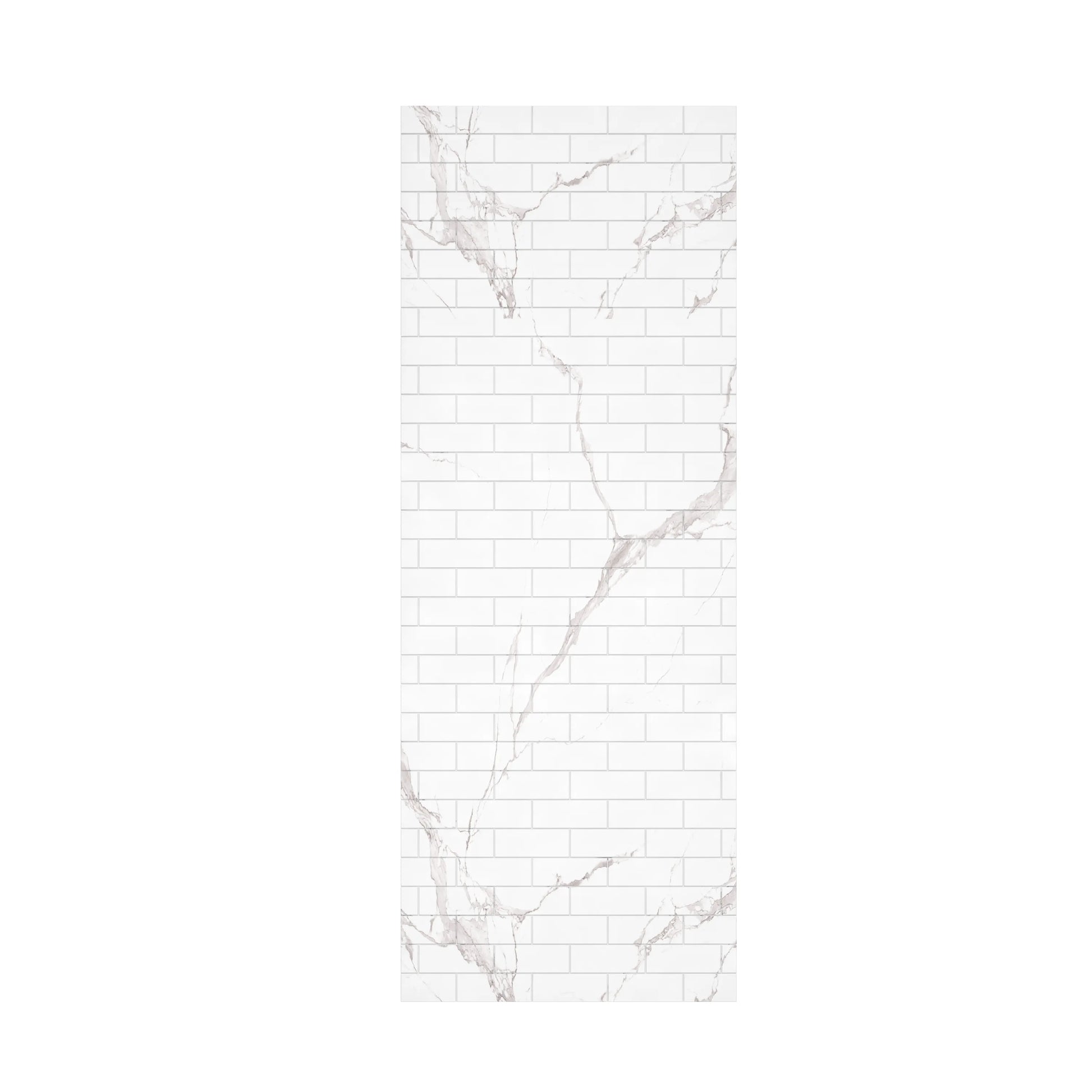 60" x 36" x 75"/96" 2-Size Matte White SMC Subway Tile Shower Wall Panels with Marble-Look Veining