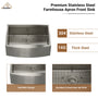 Farmhouse Stainless Steel 30/33/36 inch Single Bowl Kitchen Sink in Brushed