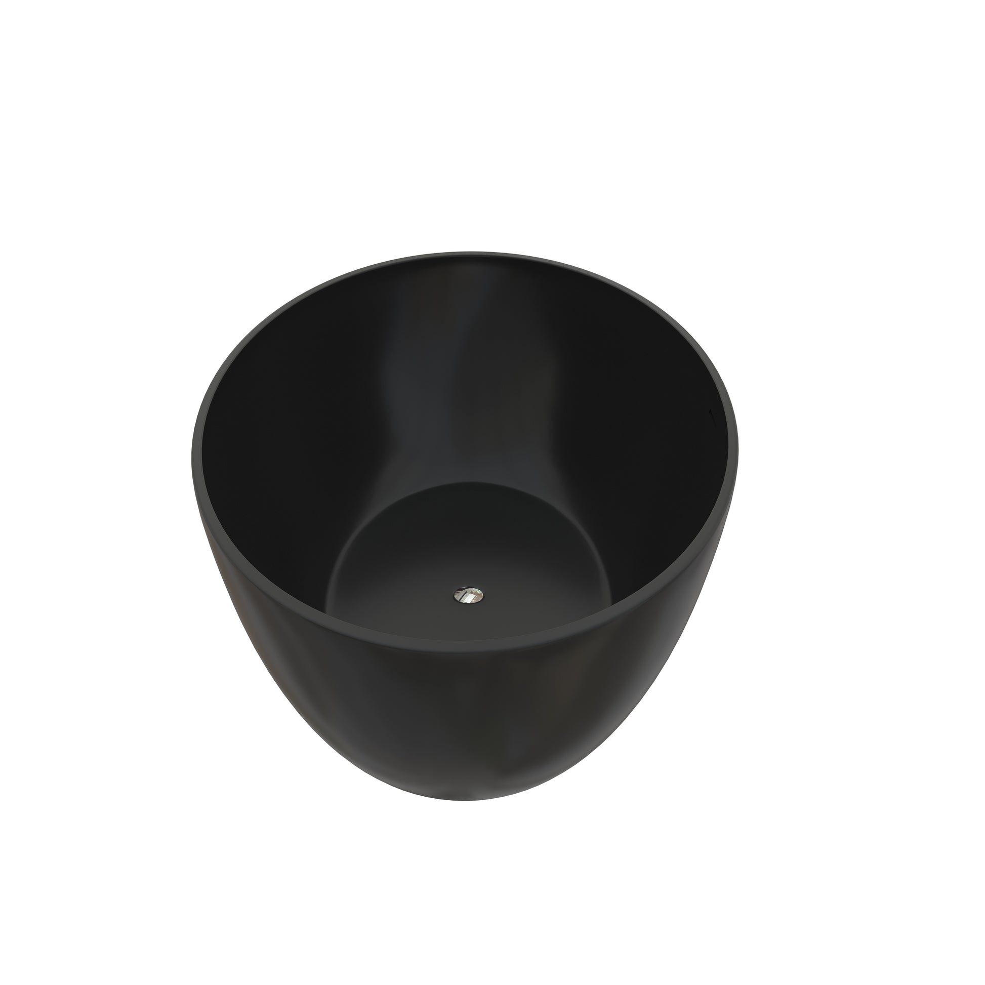 67" Matte Black Oval Solid Surface Freestanding Bathtub with Overflow and Central Drain