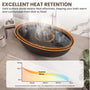 67" Matte Black Oval Solid Surface Freestanding Bathtub with Overflow and Central Drain