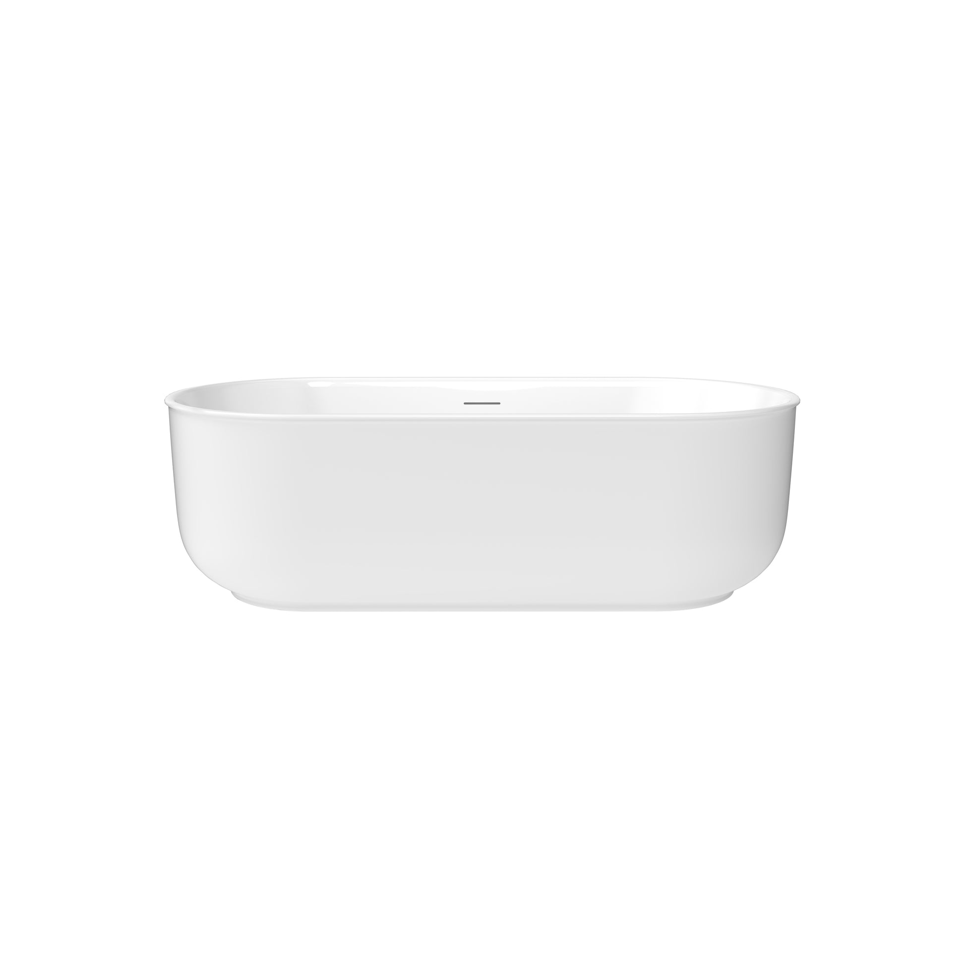 67 in. Glossy White Acrylic Freestanding Oval Soaking Bathtub with Overflow Drain and Adjustable Feet