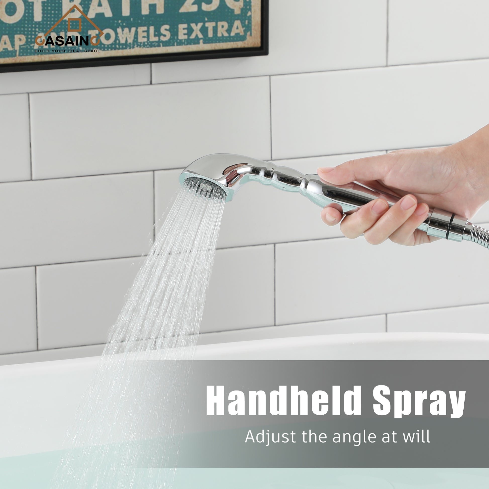 Clawfoot Freestanding Tub Faucet with Triple Handle and Hand Shower