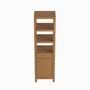 71" Height White Oak Grain Tall Bathroom Side Cabinet with Open Shelves and Drawer