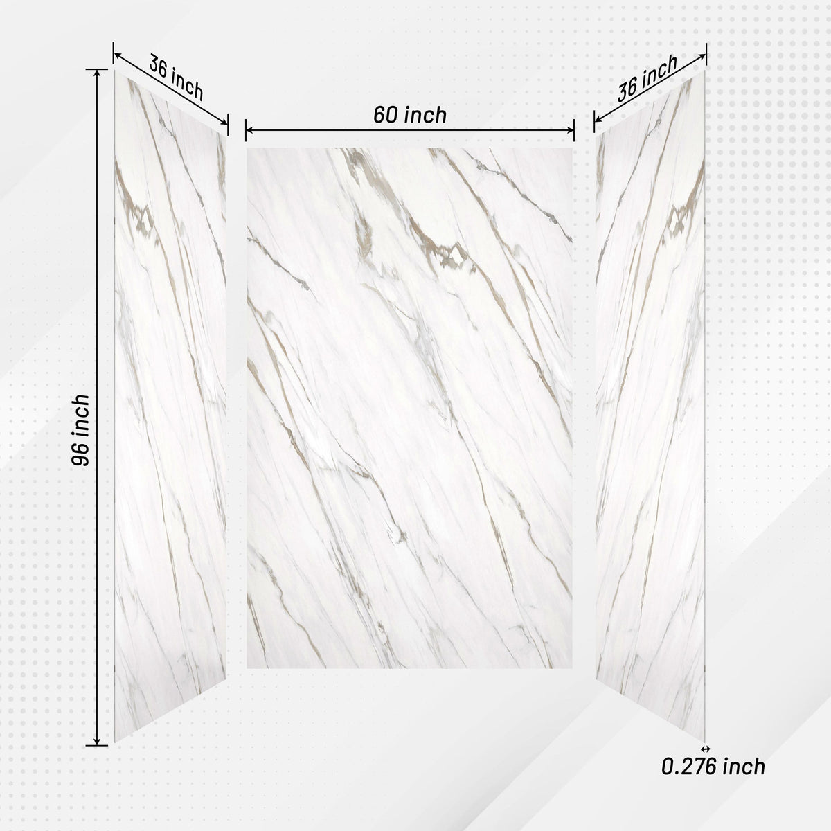4-Piece Warm Gray Marble Solid Surface Shower Wall Panels for Luxury Shower Spaces