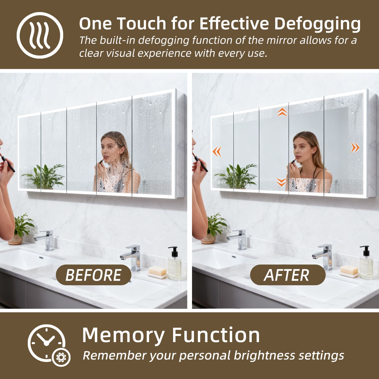 84" x 36" Aluminum Medicine Cabinet with LED Mirror, Anti-Fog, 3 Color Temperatures
