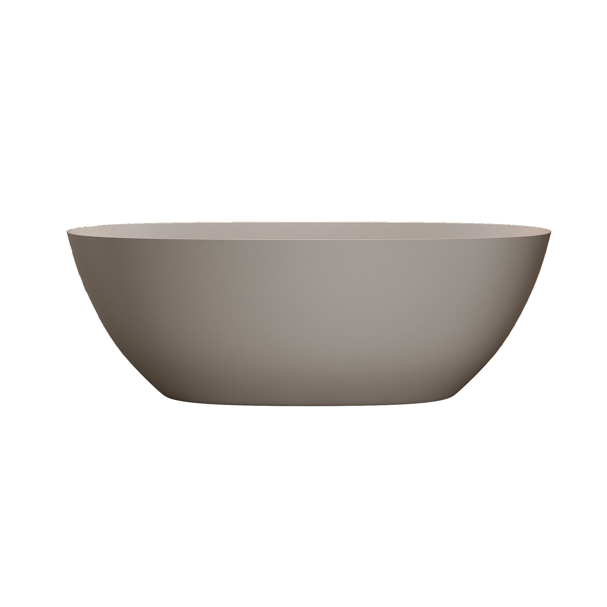57"/61"/65"/69" Minimalist Solid Surface Freestanding Bathtub with One-Side Overflow in Beige