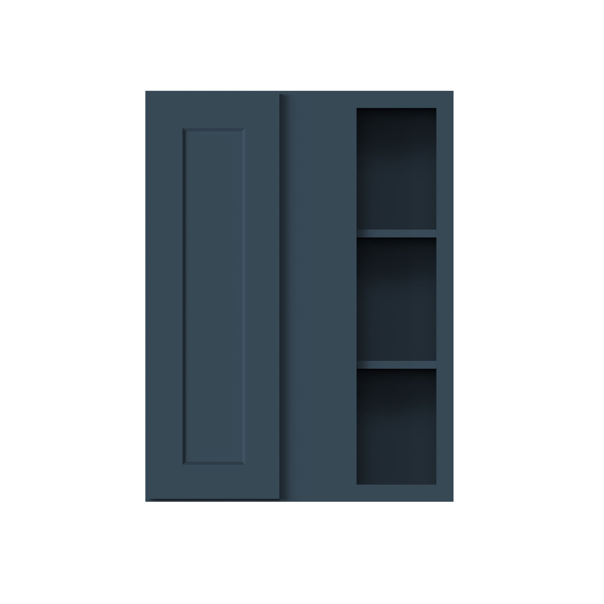 Cyber Grey RTA 27"W x 12"D x 30"/36"/42"H Standard Corner Wall Cabinet with Door and Shelves