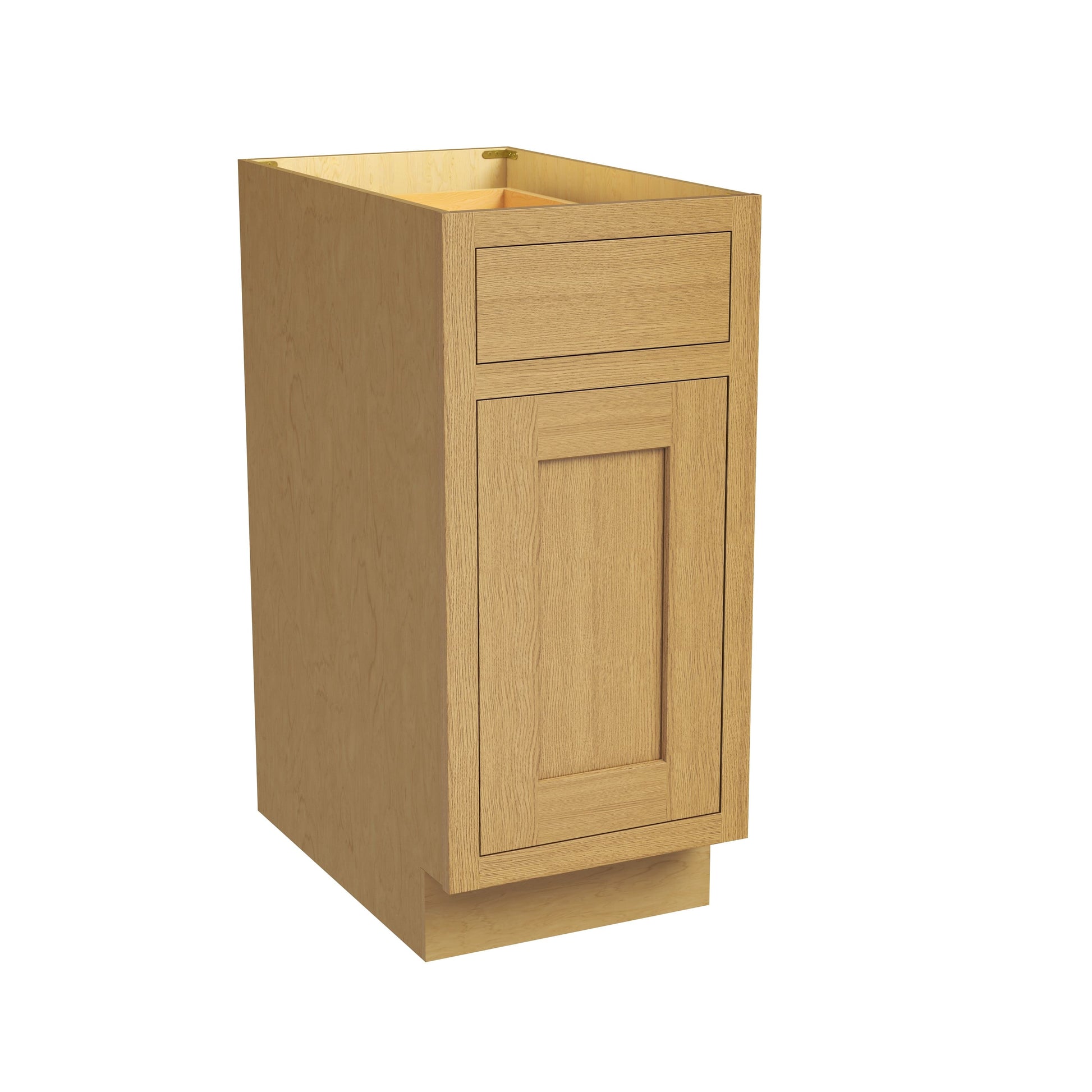 Inset Hazelnut Oak RTA 12-21"W x 34.5"H x 25"D 4-Size Single Drawer Base Cabinet with 1 Door