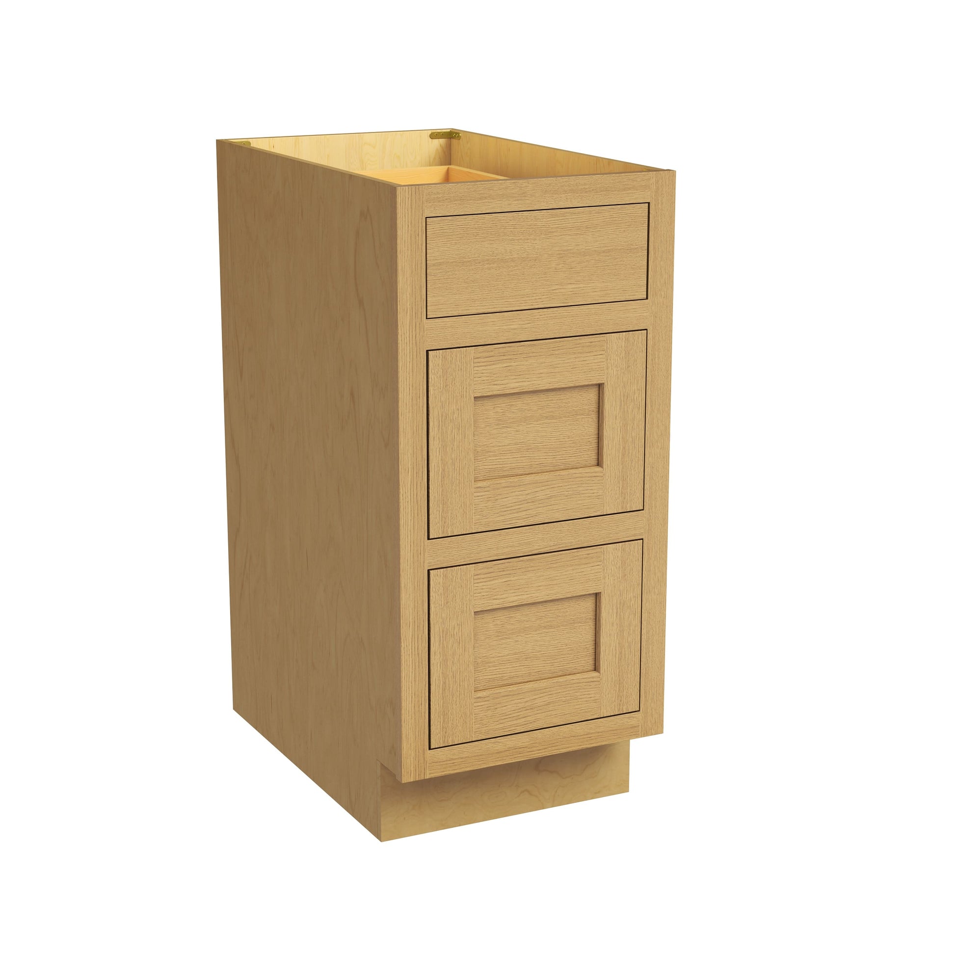 Inset Hazelnut Oak RTA 12-36"W x 34.5"H x 25"D 9-Size Base Cabinet with 3 Drawers