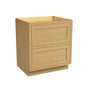 Inset Hazelnut Oak RTA 24-30"W x 34.5"H x 25"D 2-Size Base Cabinet with 2 Drawers