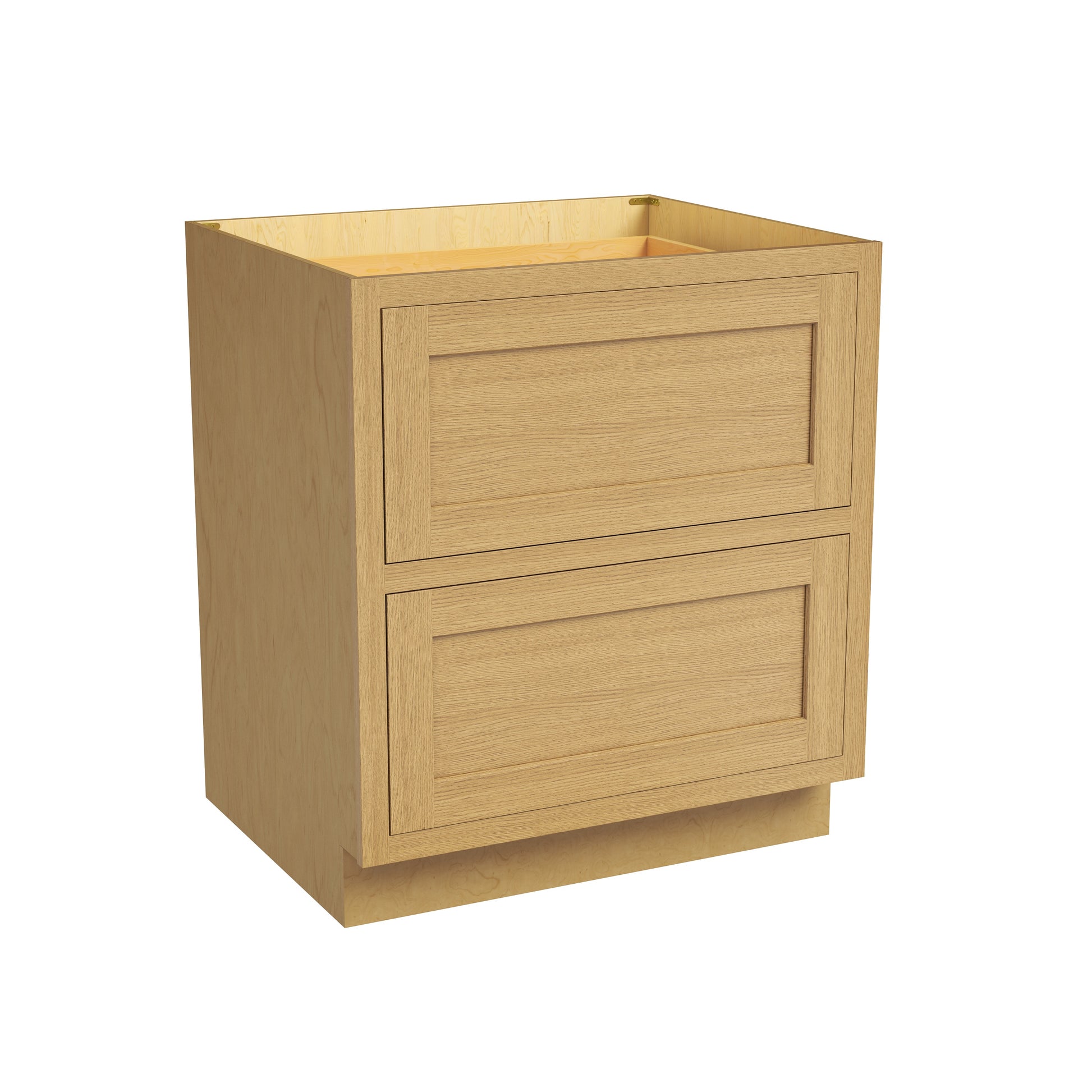 Inset Hazelnut Oak RTA 24-30"W x 34.5"H x 25"D 2-Size Base Cabinet with 2 Drawers