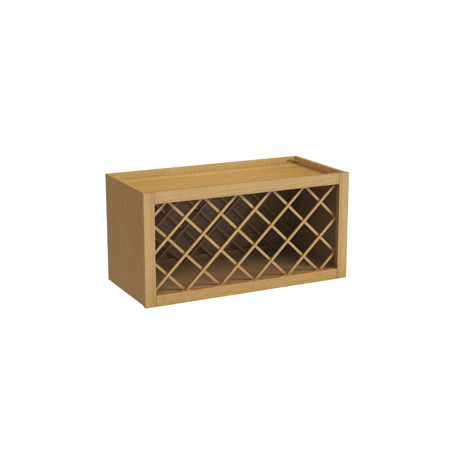 Inset Hazelnut Oak RTA 24-36"W x 15-30"H x 13.5"D 5-Size Diamond Lattice Wine Grid Wall Rack Cabinet