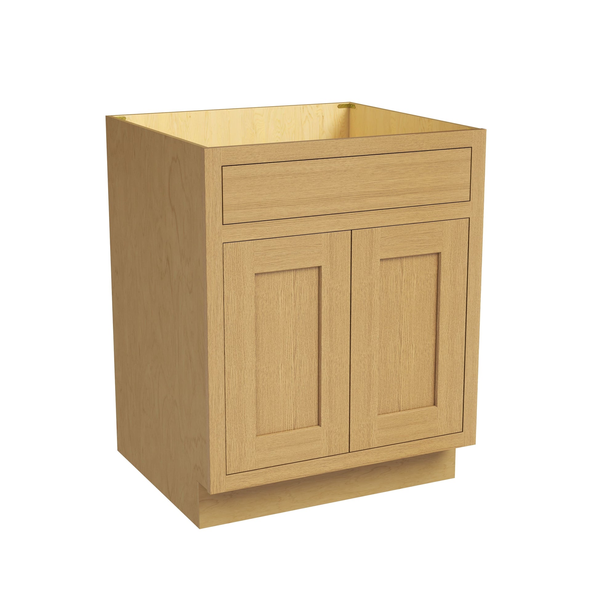 Inset Hazelnut Oak RTA 24-36"W x 34.5"H x 25"D 5-Size Sink Base Cabinet with 2 Doors and 1 False Drawer