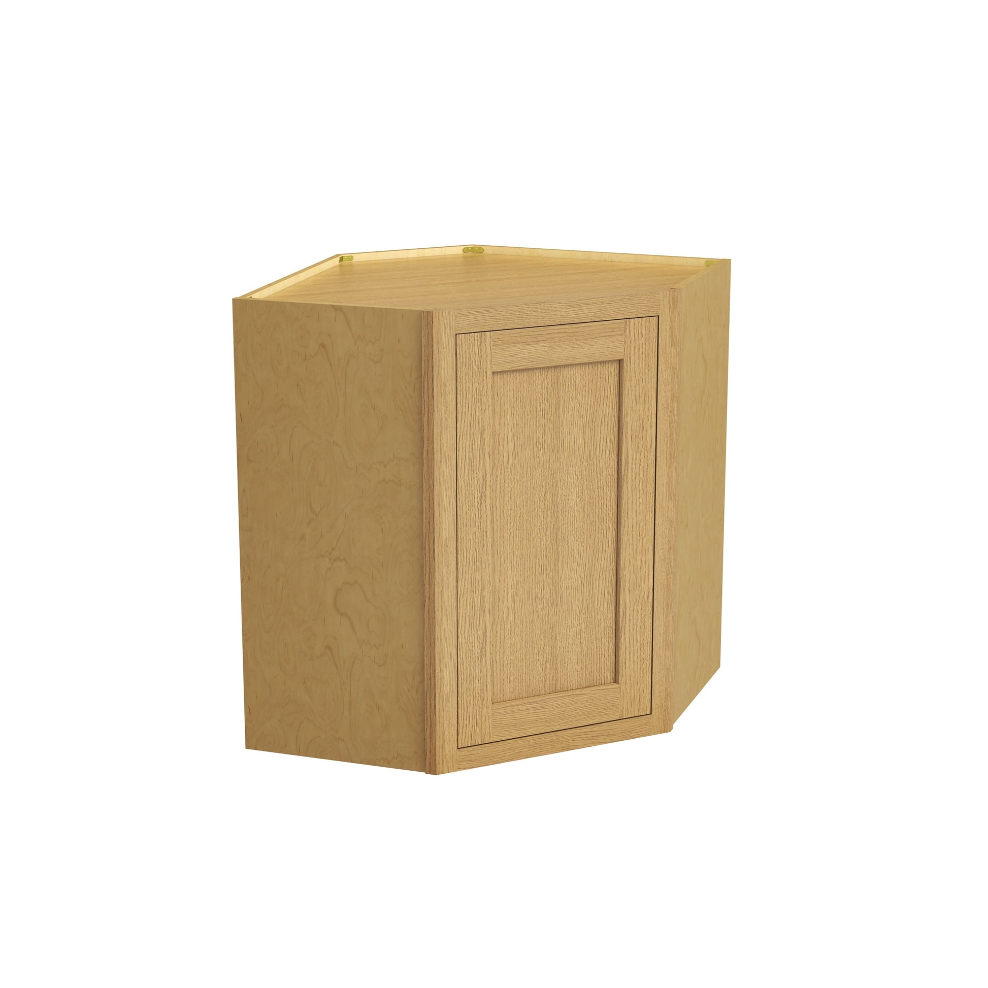Inset Hazelnut Oak RTA 25.5"W x 18-42"H x 13.5"D 4-Size Diagonal Corner Wall Cabinet with 2-3 Shelves