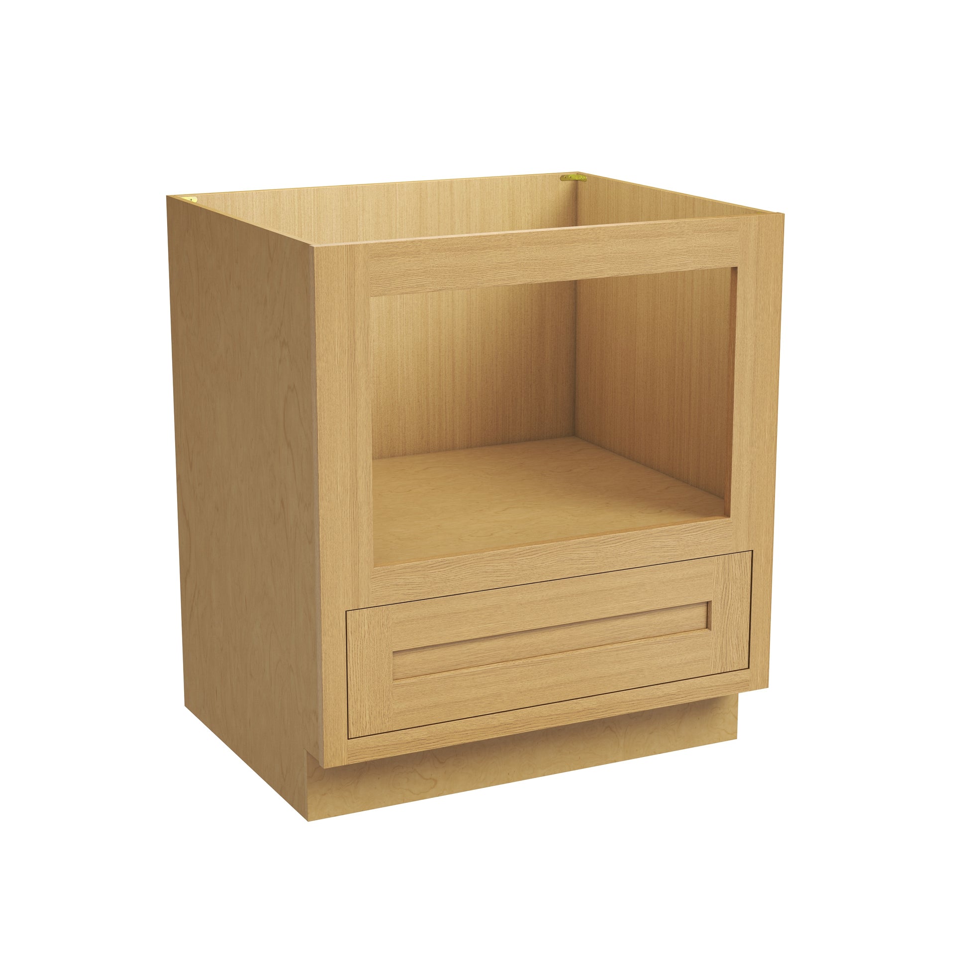 Inset Hazelnut Oak RTA 27-30"W x 34.5"H x 25"D 2-Size Drawer Base Cabinet with Microwave Opening