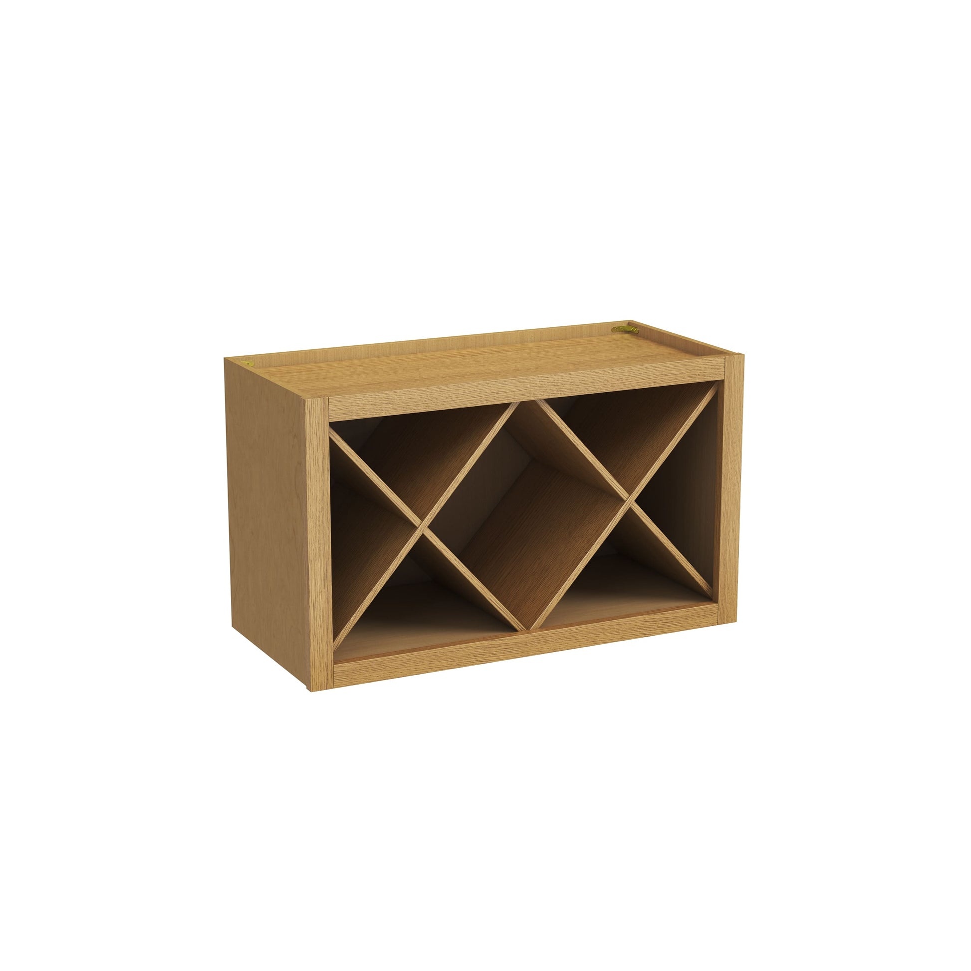 Inset Hazelnut Oak RTA 30-36"W x 15-18"H x 13.5"D 4-Size X-Shaped Wine Grid Wall Rack Cabinet