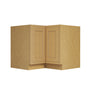 Inset Hazelnut Oak RTA 34-37"W x 34.5"H x 25"D 2-Size Lazy Susan Base Cabinet with Pull-out Shelf and Bi-fold Door