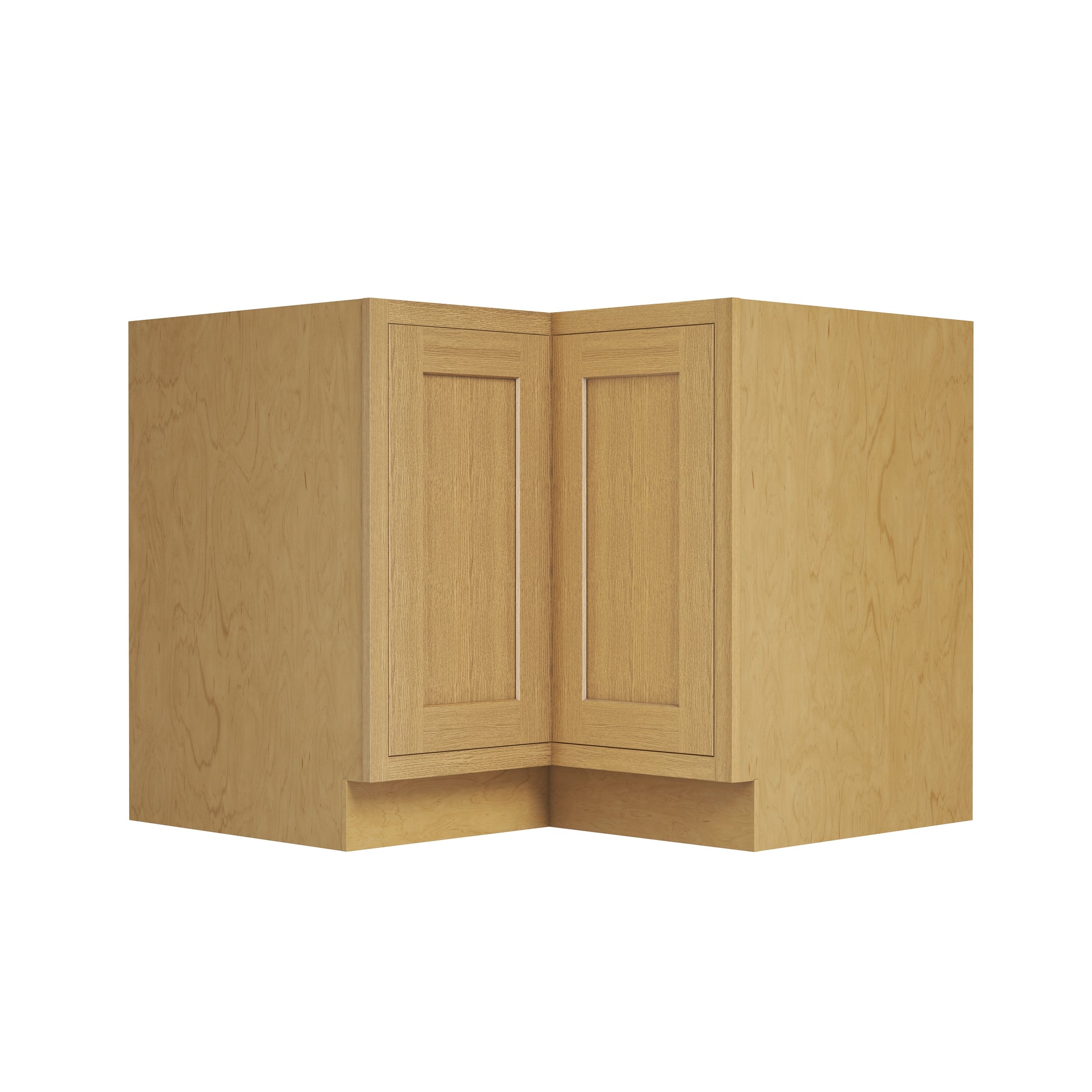 Inset Hazelnut Oak RTA 34-37"W x 34.5"H x 25"D 2-Size Lazy Susan Base Cabinet with Pull-out Shelf and Bi-fold Door