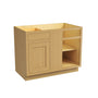 Inset Hazelnut Oak RTA 40-46"W x 34.5"H x 25"D 3-Size Blind Corner Base Cabinet with 1 Door, 1 Drawer and 1 Shelf